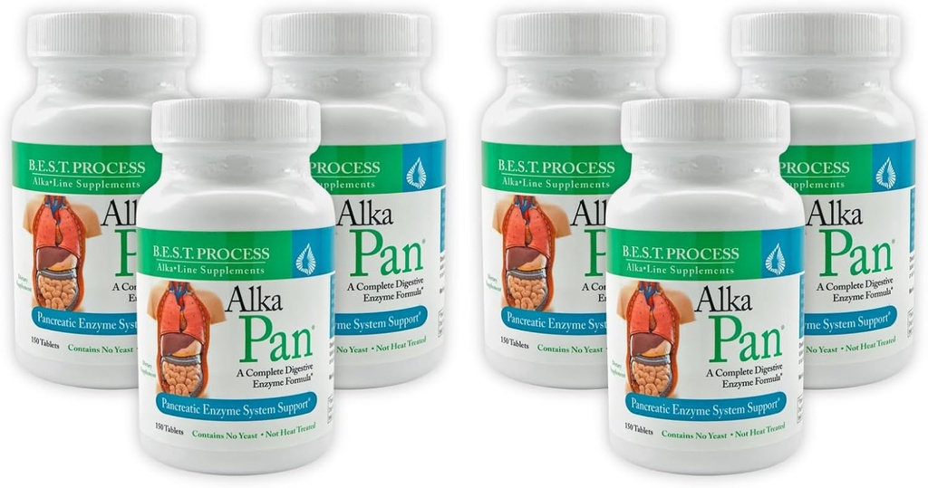 Alka • Pan(6 Pack) 最佳工艺 Alkaline – 天然消化剂补充剂 – Pancreatic Enzyms with Antioxidant-Rich Superfoods & 消化剂草药