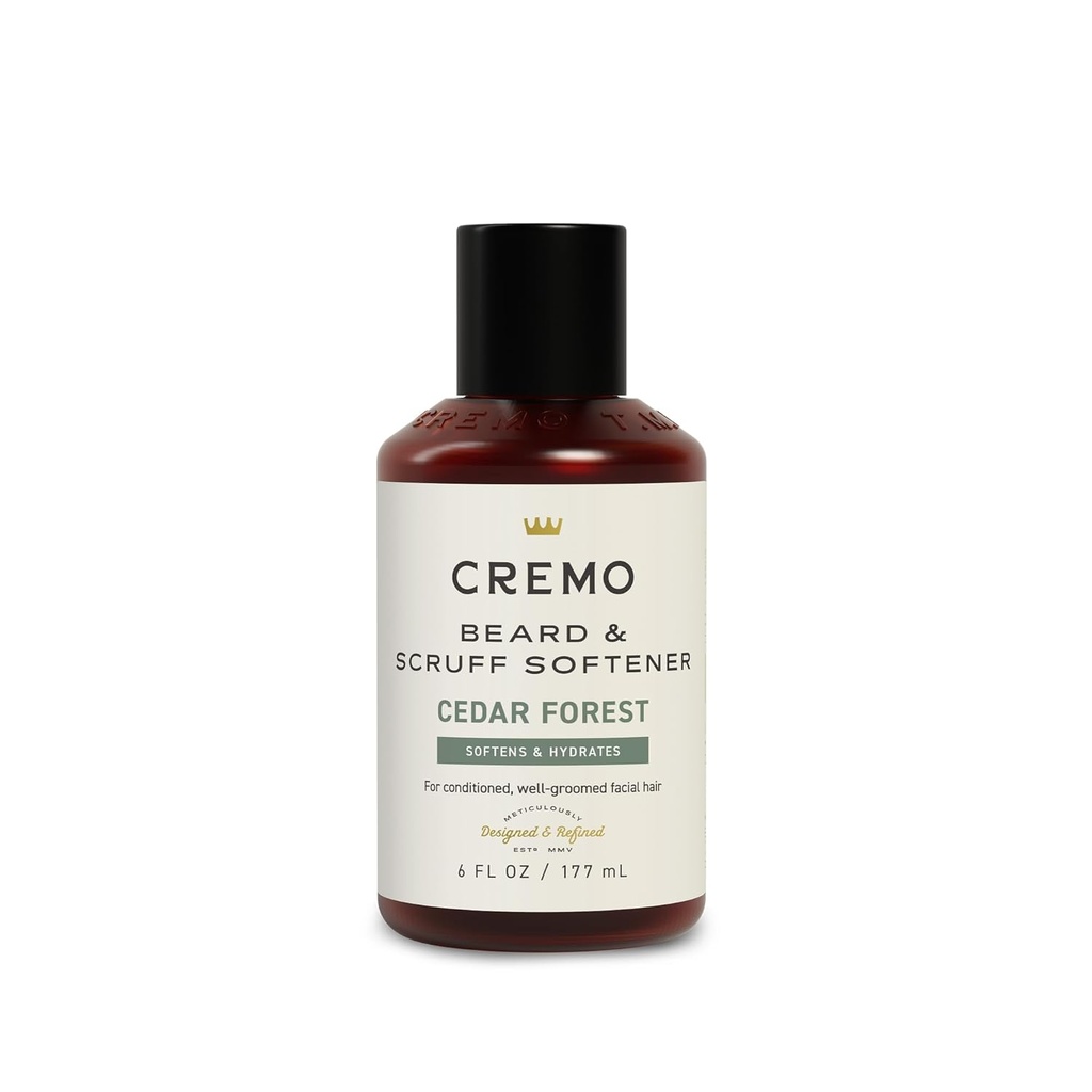 Cremo Cedar Forest Beard & Scruff 软化器、软化器和条件 粗面毛 短短30秒, 6 Fluid Ounce