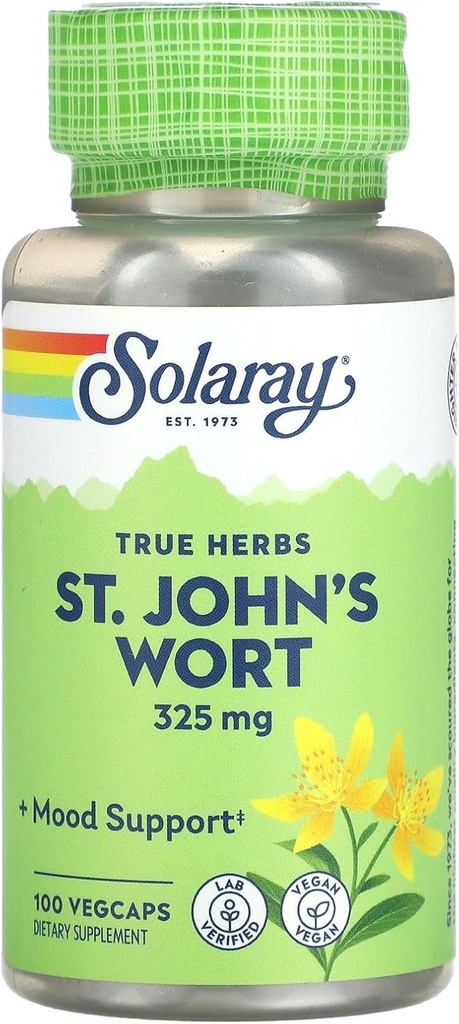 Solaray True Herbs St. John's Wort, 325 mg, 100 Veg Caps (英语).