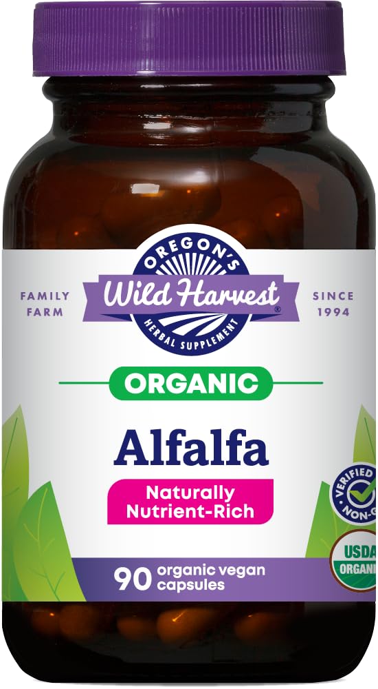 俄勒冈州的野生收获 Alfalfa Capsules USDA 认证有机草药补充品, 90 Counter