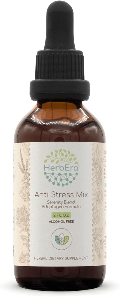 抗应力 Mix B60 无酒精萃取剂 Tincture, Eleuthero Root, Rhodiola Root, Schisandra Berry, Gotu Kola Herb, Holy Basil Herb. Serenity Blend:适应原物公式2 Fl Oz