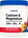 营养成本 镁粉(Fruit Punch, 30 services) - Bone Support, 非GMO, Gluten Free(来自Calcium Citrate和Magnesium Citrate)