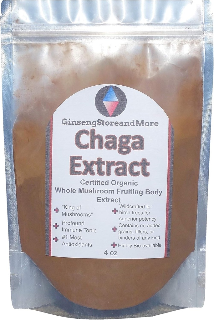 4oz 有机查加蘑菇 从Nammex的野生查加 S中提取 β-Glucans → Inonotus Obliquus β-Glucan 用于能源、抗氧化剂、免疫系统