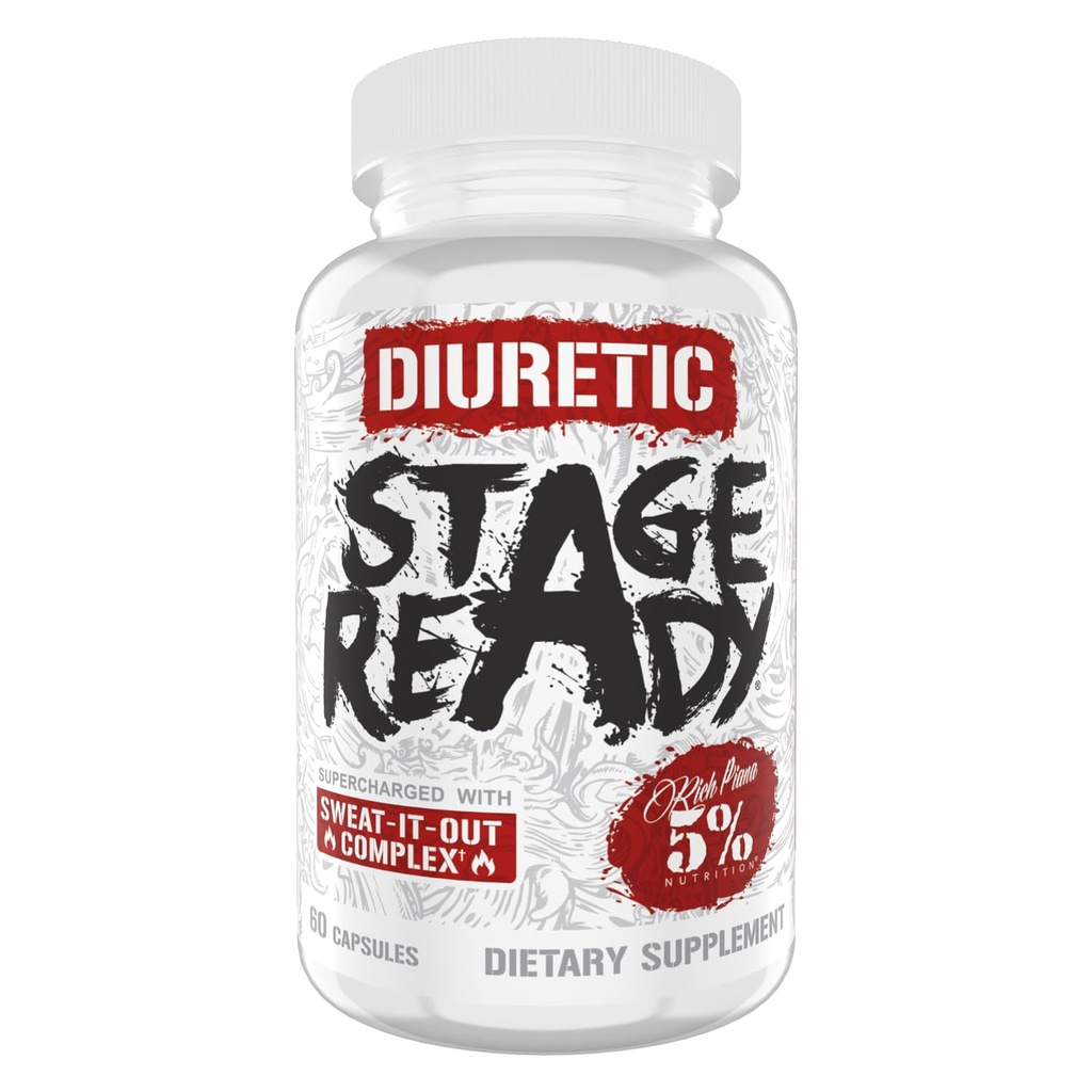 5% Nutrition Stage Ready Diuretic | Extra Strength Competition Diuretic | Fast Acting Weight Cut, Water Retention & Bloat Relief | Natural Formula w/Dandelion Root, Shavegrass, Uva Ursi (60 Pills)