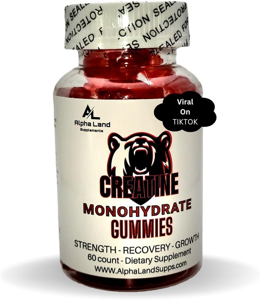 丙氨酸单水合物 Gummys - 5g - 30 services - Vegan Creatine Gummy Bears for Muscle growth, 肌肉恢复,工作恢复,脑健康 - 不装药阶段 - 不布洛廷