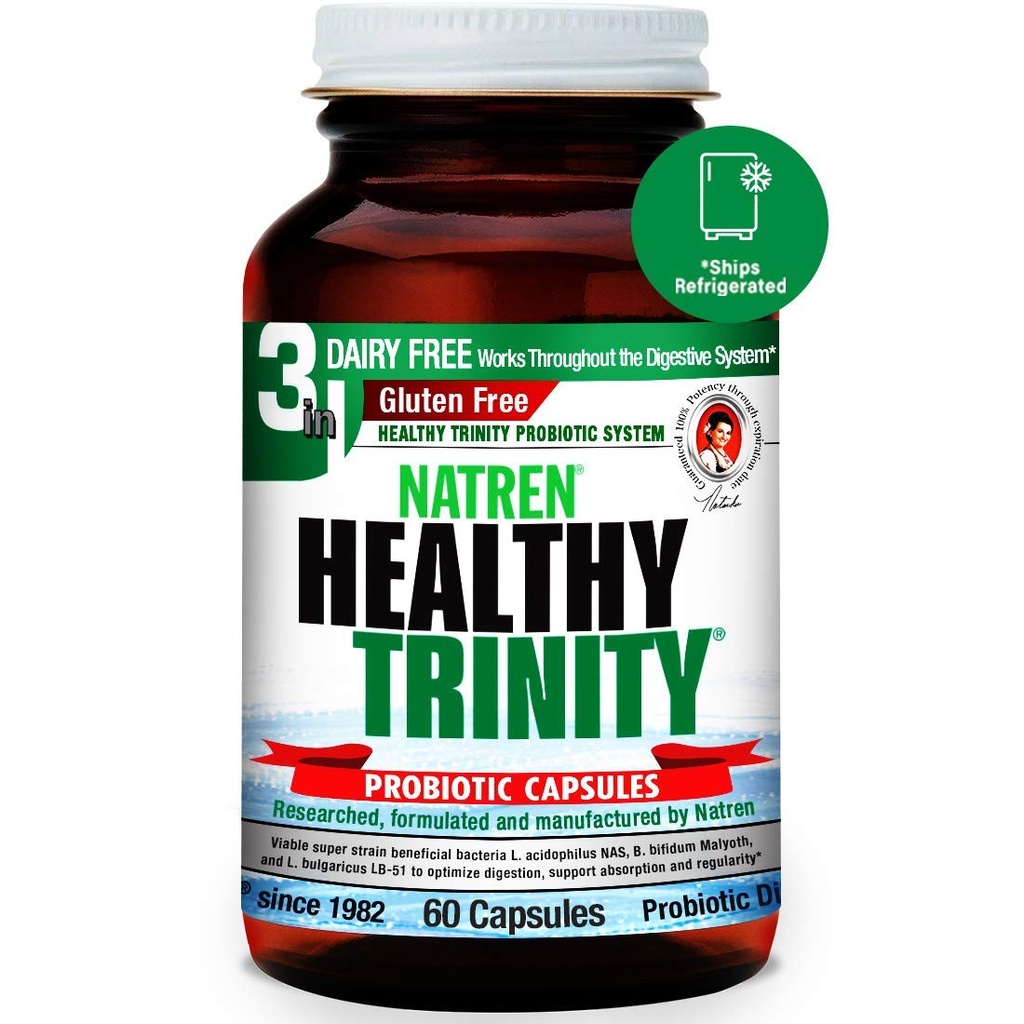 纳特伦健康三联疫苗补充剂 -- -- 60份乳制品和Gluten免费Gel Capsules -- -- 改善古特和消化健康,30亿份CFU -- -- 酸性杆菌、百合杆菌、Bulgaricus