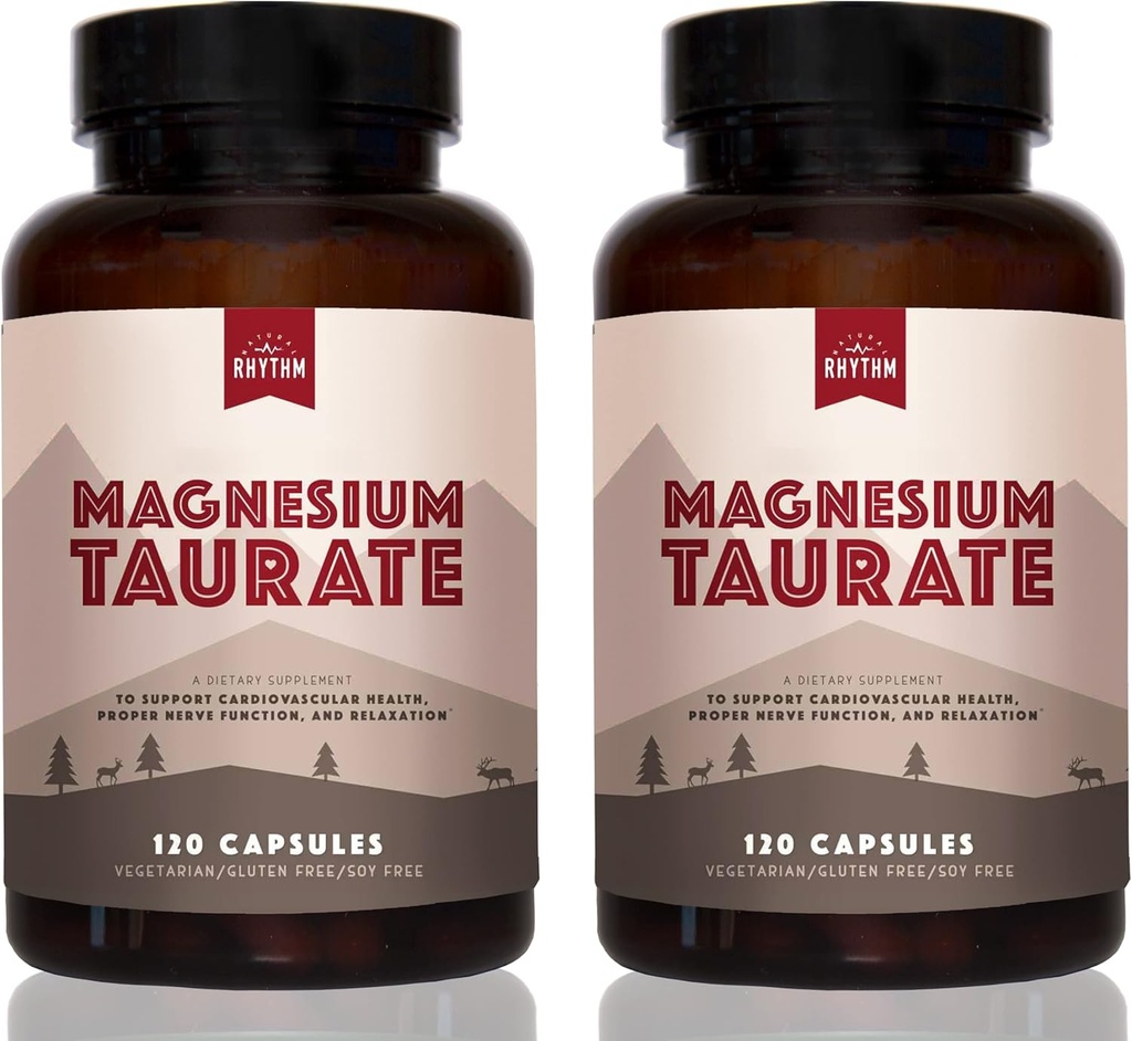 天然韵律 陶拉特镁,2-Pack,高吸收陶拉特,750mg(150mg of Elemental Magnesium) 120 Capsules per Bottle