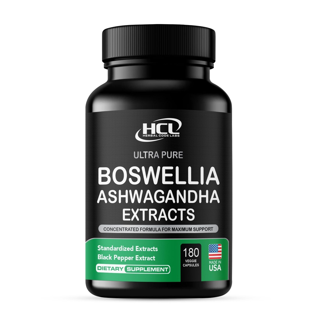 Boswellia 提取剂和 Ashwagandha Capsules 2000毫克 -- -- 强天然支持药丸 3个月供应量 -- -- 经同意的Boswellia Serrata