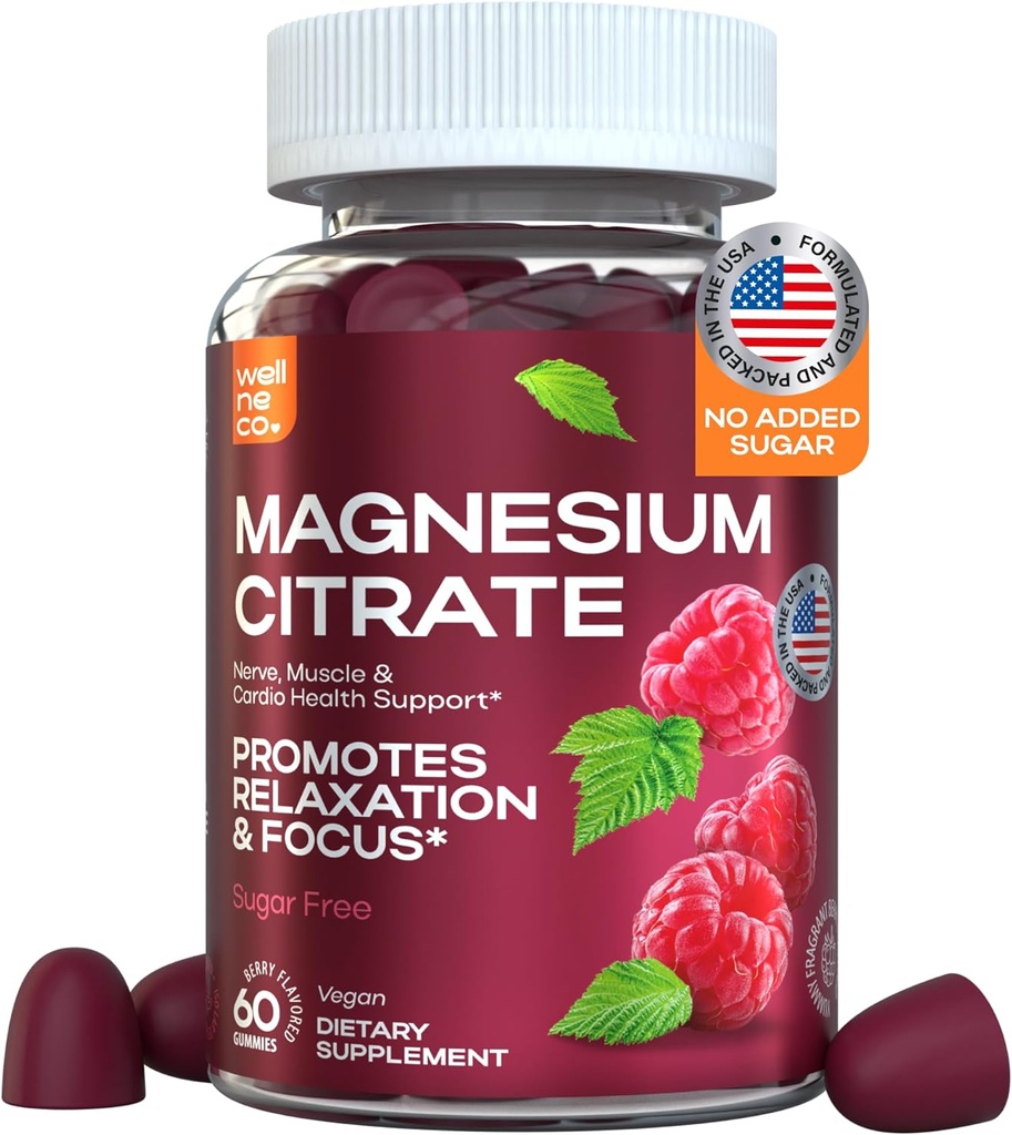 Adult Magnesium Gummy Supplements - 180 Mg for Nerve, Muscle, and Cardiovascular Health, Promotes Restful Sleep - 60 Count