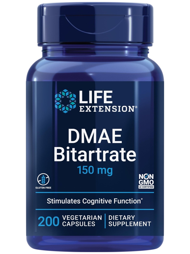 生命延展 DMAE 位素,支持神经递质生产,6-月供给,无Gluten-free,非GMO,蔬菜,200 Capsules