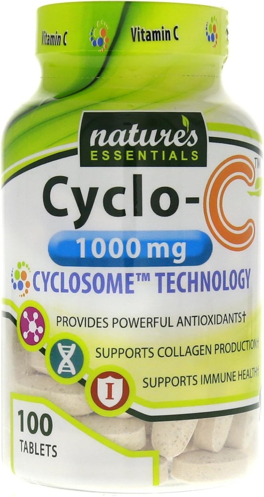 NATURE的ESESENTALS 维生素C 氯-C 1000mg + Bioflavonoids + Cyclodextin + 高级环状脂质输送 → 非GMO, Gluten Free, Vegetarian → 200 片