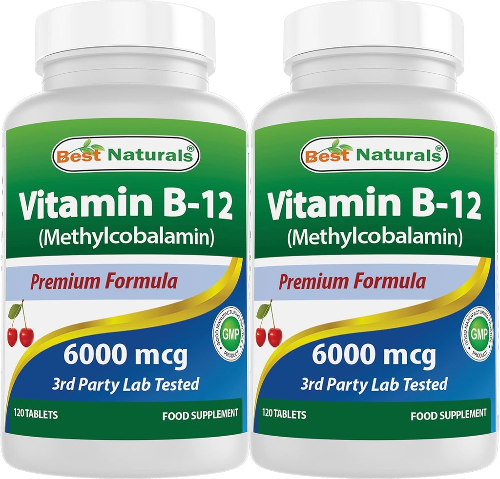 最佳天然维生素B-12作为甲基Cobalamin(Methyl B12),6000 mcg 120 亚语片(120 count of 2)