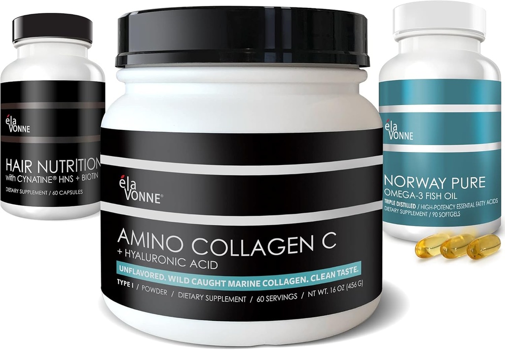 海洋科拉根 + 发素 + Omega-3 鱼油 - 美食营养 Trifeta Bundle - 皮肤, 钉子, 关节, 年老的营养素