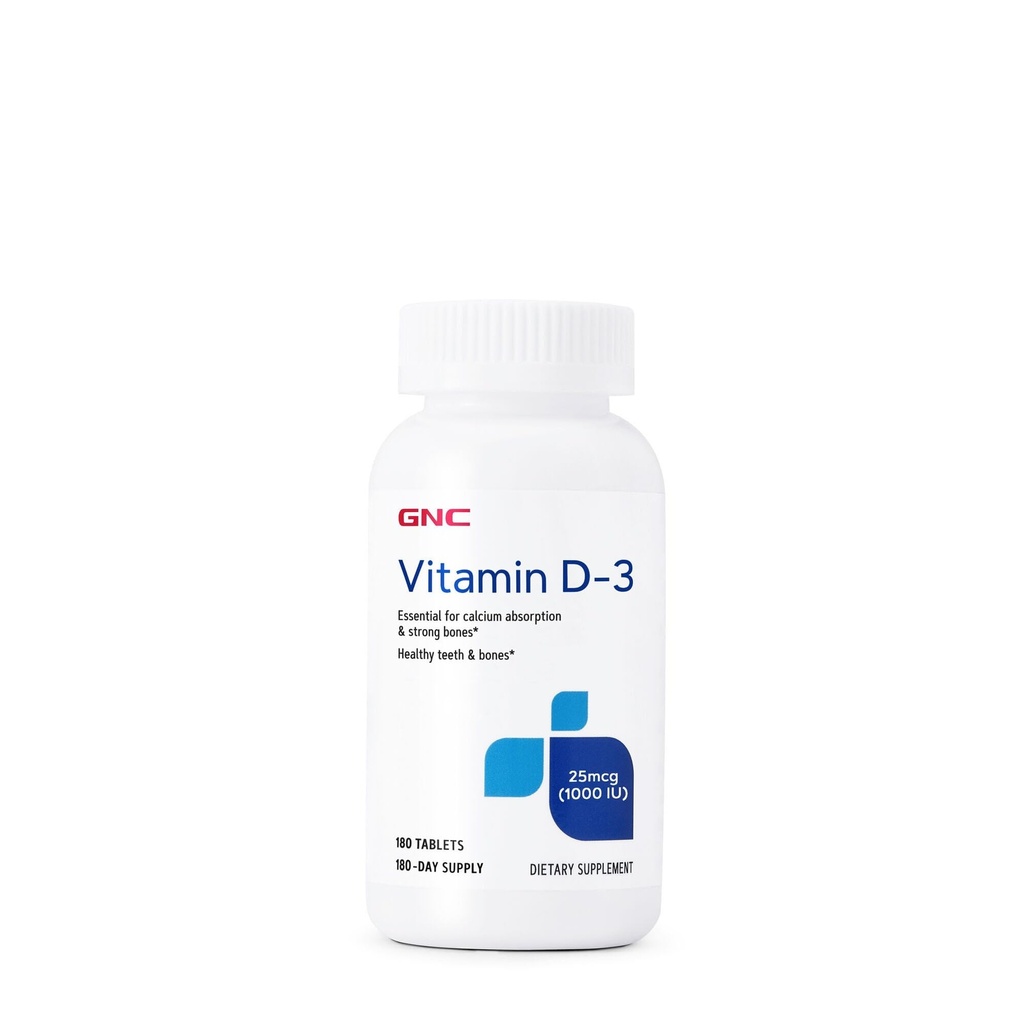 GNC 维生素D-3 25毫克,支持健康的牙齿和骨头,180片