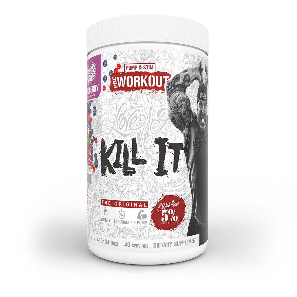5% 营养 营养 富皮亚娜 杀它 预工作 粉末 w/ 克丽塔宁, 咖啡因, Beta Alanine, Hydrprime Glycerol for Pump, 强力,耐力 | 14.11 oz, 40 Srvgs (Wildberry)