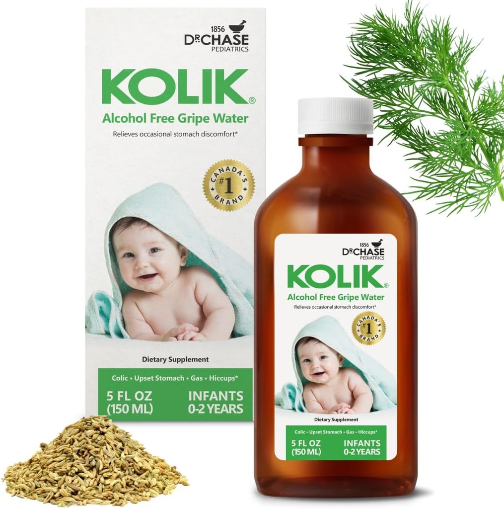 KOLIK Gripe 水无酒精 - 婴儿的 collect Relief - 婴儿和婴儿的 Gripe 水 – 婴儿气体 Relief for Cramps, 胃部不适和打嗝 - 新生儿基本要求 - 150ml (5 f. oz.).