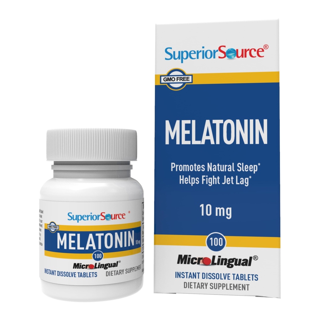 Superior source Melatonin 10 mg - 成人健康睡眠支持补充剂 - Melatonin公式 配有香蜜酒辅助剂 放松和休息睡眠 - 100种亚语溶解片