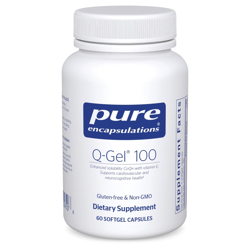 纯封装 Q-Gel 100 (Hydrosoluble CoQ10) QQ10 与维生素E一起增强溶解性 → 60 软胶盖
