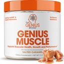 Genius Brand Genius Muscle - 生长,耐力和复苏的肌肉健康补充 - 非激素配方 - 6个有机蘑菇 - 自然甜 - 30个服务 - 盐焦糖