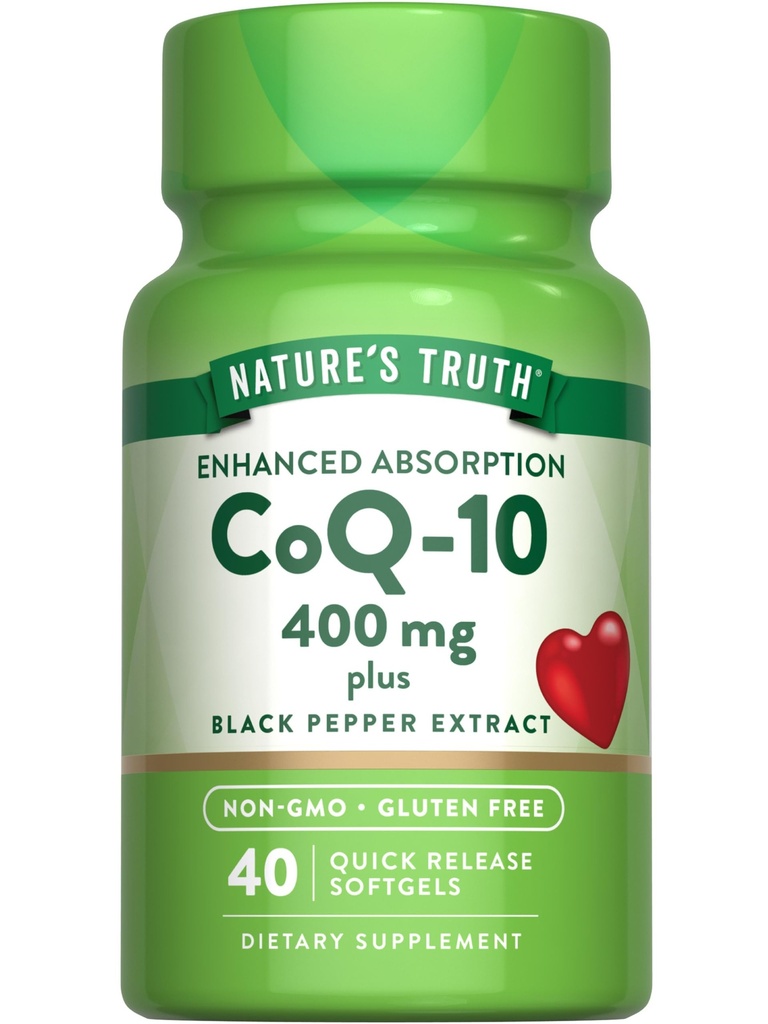 Nature's Truth CoQ10 400mg 软胶 最大强度 高吸收 QN-GMO & Gluten 免费补充