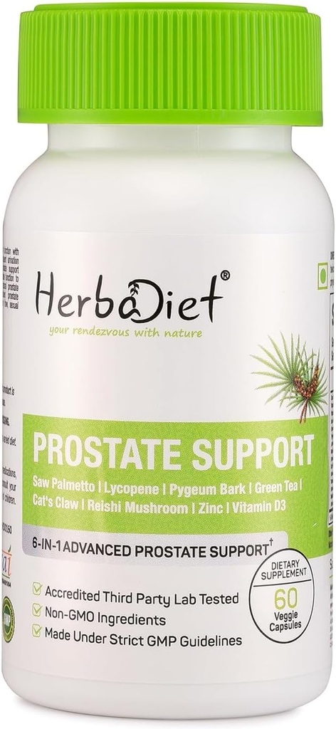 Saw Palmetto Prostate 支持 60 CapsulesQQ 组合 Saw Palmetto, Pygeum Bark, 绿茶, Lycopene, Cat 的 Claw & Reishi 蘑菇提取器