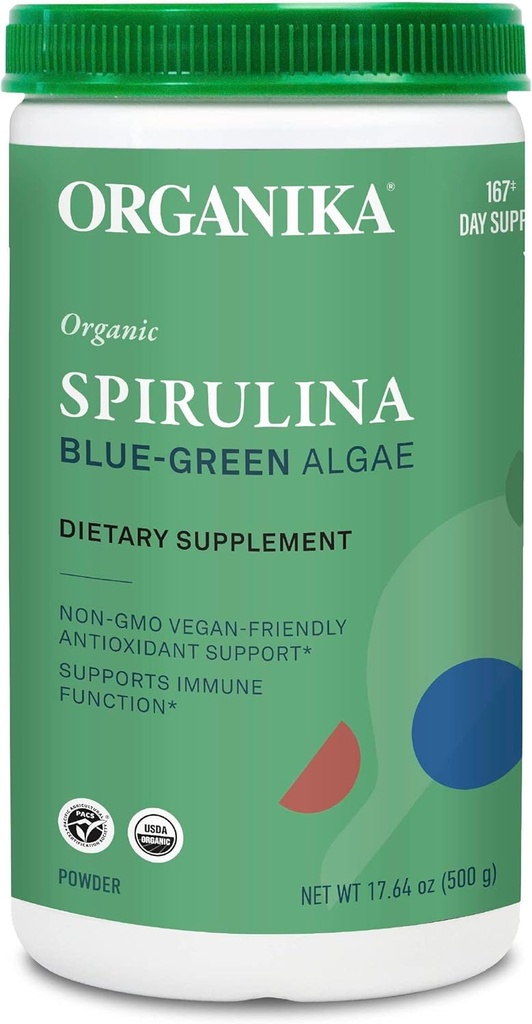 Organika认证有机螺旋状粉末-超级食品,第3党测试,Pristine Sourcing,Vegan-500g