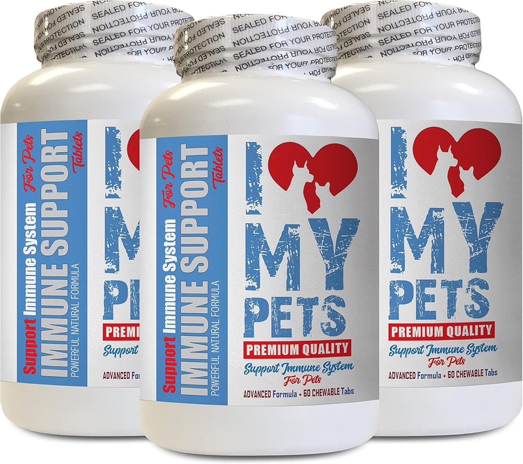 I LOVE MY PETS LLC Dog Immune Supplements - PET Immune Support - Dogs and Cats - Booster - Healthy - Burdock for Dogs - 180 Treats (3 Bottles)