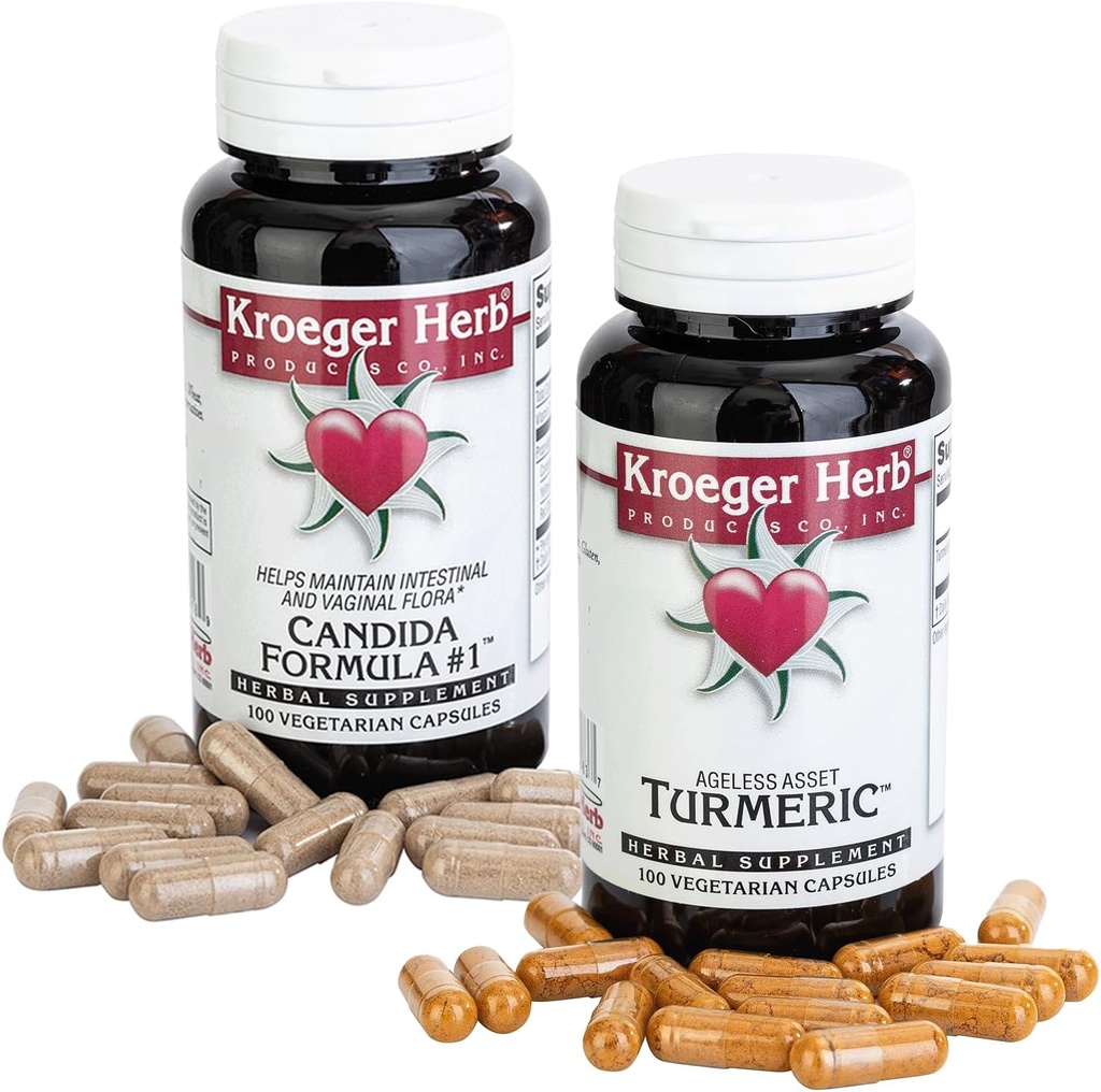 Kroeger 草药产品 Candida # 1 和 Turmeric 套装
