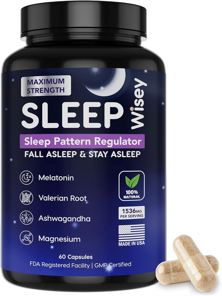 明智的自然睡眠援助 -- -- 促进健康睡眠和放松 -- -- 给成人的草药睡眠补充剂,包括瓦莱里安、梅拉托宁、镁、阿斯瓦甘达 -- -- 非哈比特语形式 -- -- 60个卡普尔