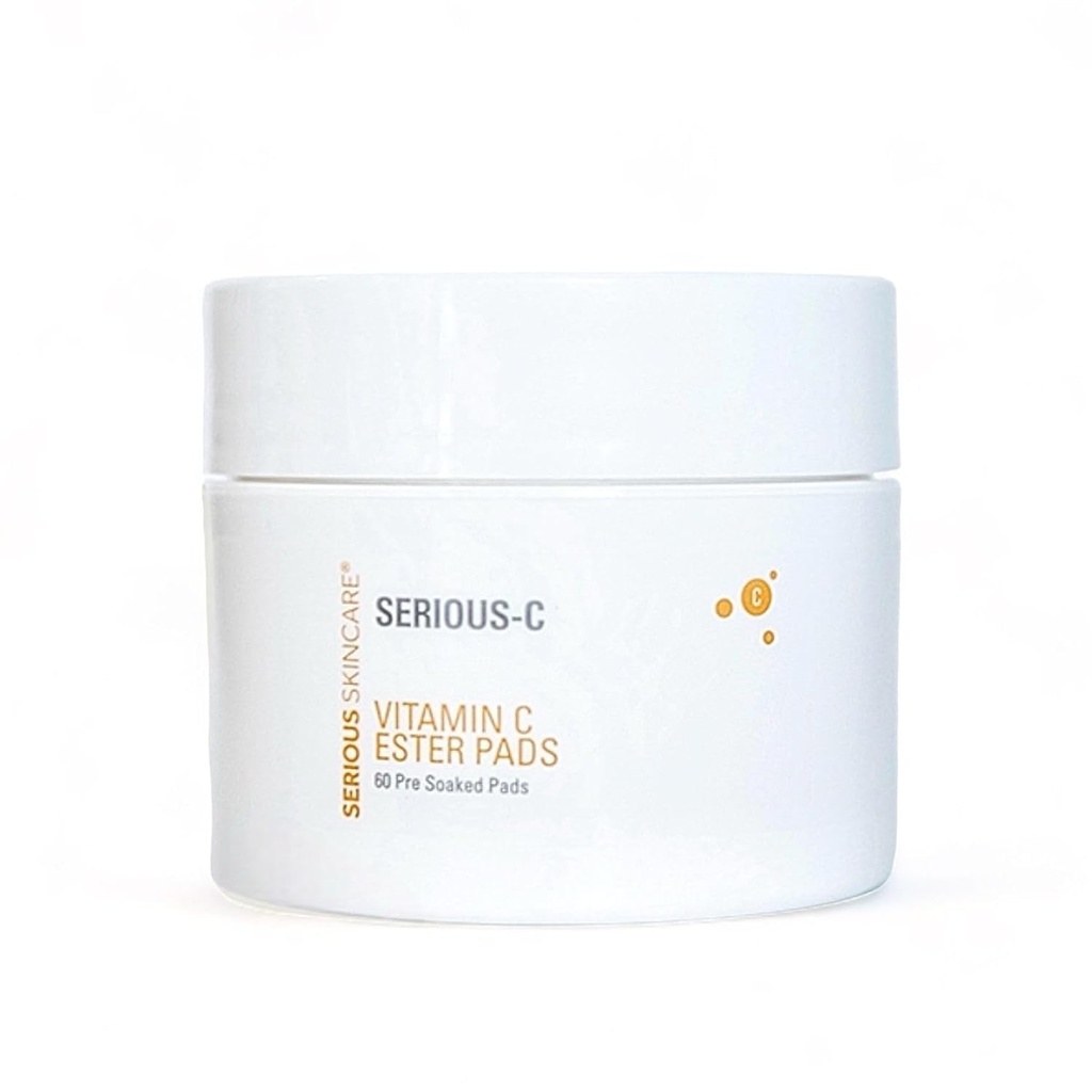 严重皮肤护理-维生素C Ester Pads-Hyaluronic Acid - 抗衰老的面部治疗 光滑拉迪安特皮肤 - 水果和甘蔗提取 - 浸泡前面部膜 - 60个计数(1包)