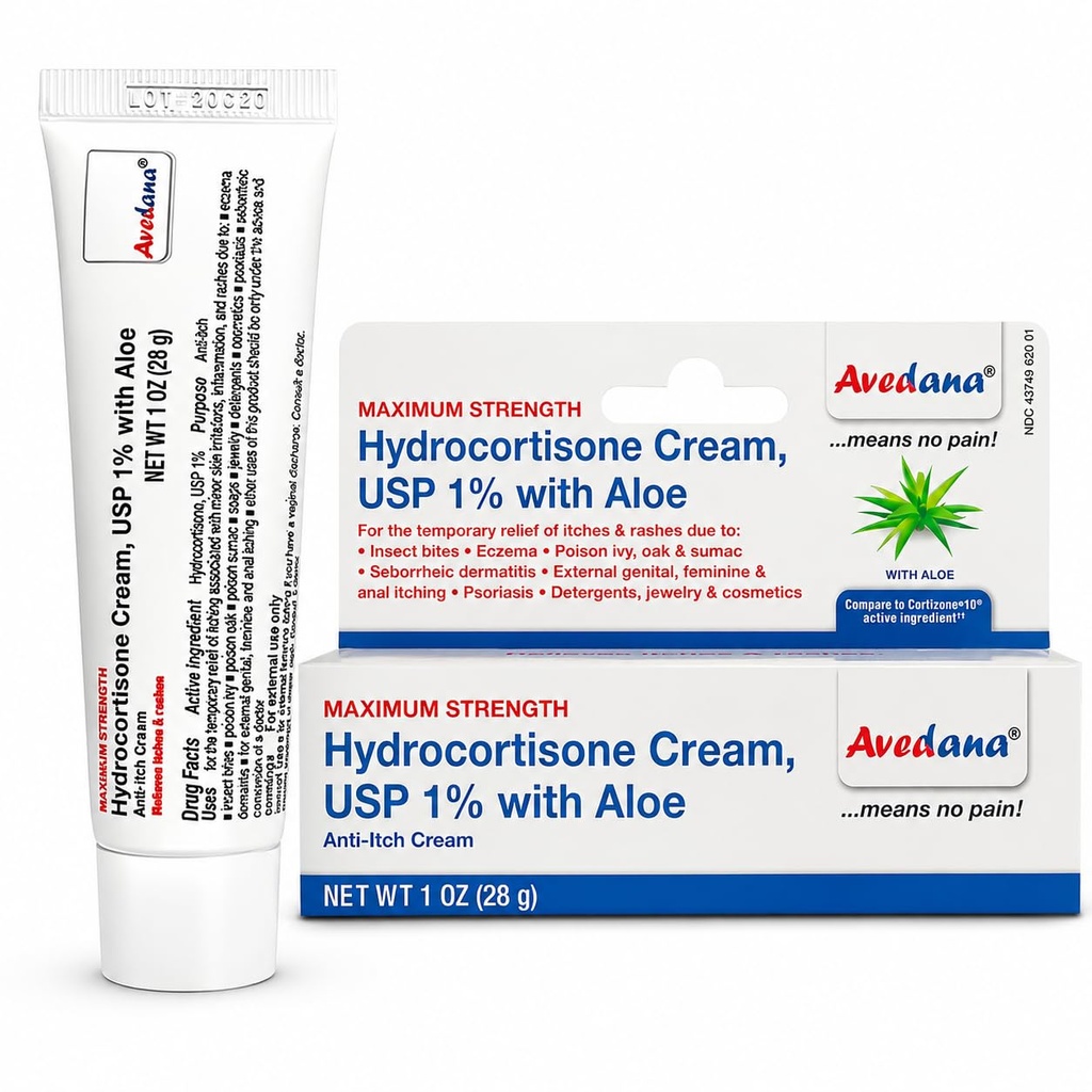 Hydrocortisone Cream – 1 Ounce Eczema Cream with Aloe Vera – Premium Anti Itch Cream Extra Starge – Rashes, Itchiness,昆虫Bites, 皮肤炎,洗涤剂,珠宝