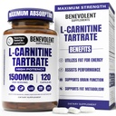 益智L Carnitine 补充剂 - 高概率 1500mg L-Carnitine Tarrate - 快速吸附,将脂肪转化为能量,支持精液,助修性能和代谢 - 120 Vegan Capsules