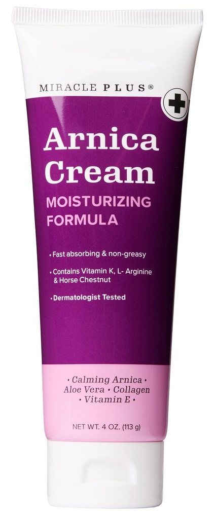 Miracle Plus Arnica Cream Bruise Relief Lotion for Bruising and Swelling On Skin – Arnica Montana 超强维他命 K Cream 与马栗一起摩擦公式皮肤护理 Gel, 4 Fl Oz