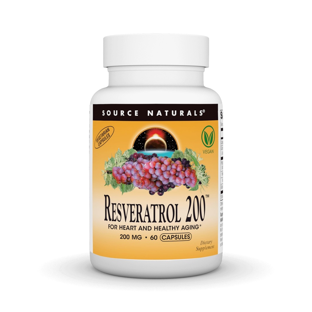 Source Naturals Resveratrol, for Heart and Healthy Aging* - 200 mg- 60 Vegan Capsules