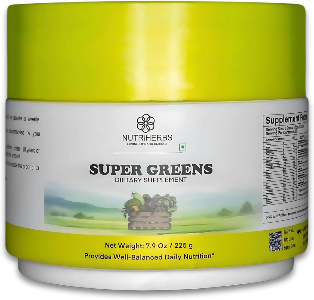 营养素 超级绿皮粉 - 225g → 33 营养素-Rich 水果,蔬菜和增强能量的Probios, 豁免和消化 → 强大的绿色超食品 → 30 种美味服务