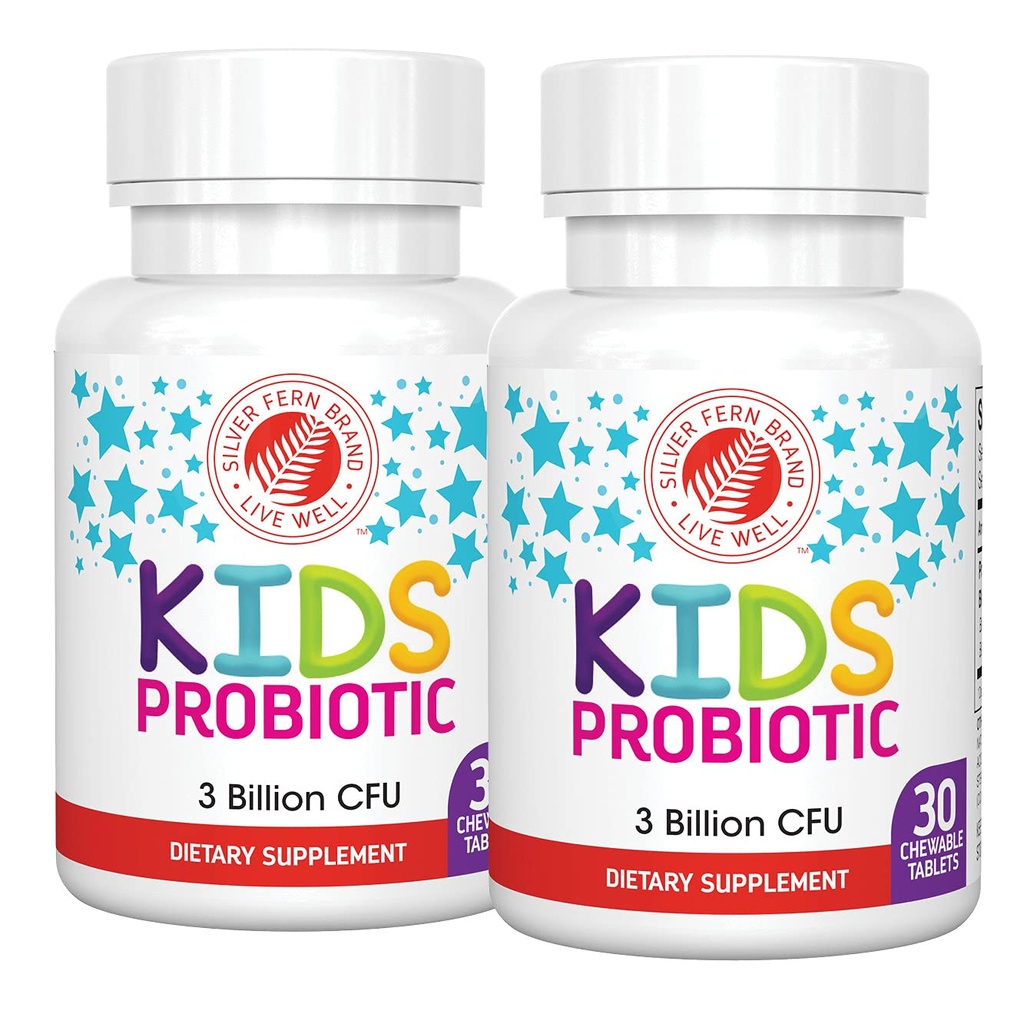 Silver Fern Brand Kids Ultimate Probiotic - 2瓶 - 30块可切片 每块 - 糖和糖免费 - 儿童饮食补充 - DNA和存活性 - 验证 - 消化和免疫支持