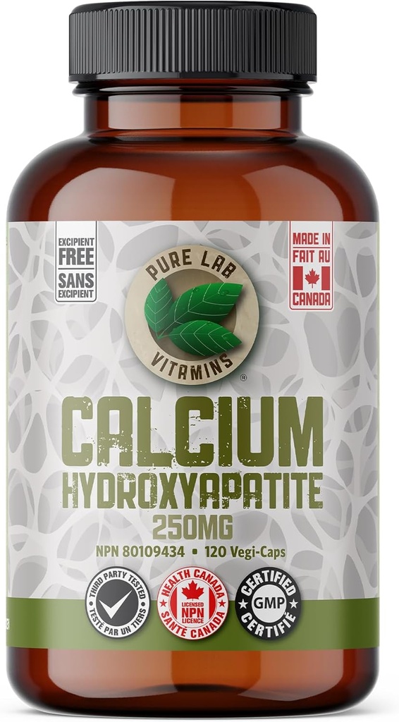 氢亚帕特酸钙 250 mg - 120 Vegan Capsules by Pure Lab Vitamins - 氢亚帕特酸钙是加拿大制造的骨骼母体自然部分的有机结合物