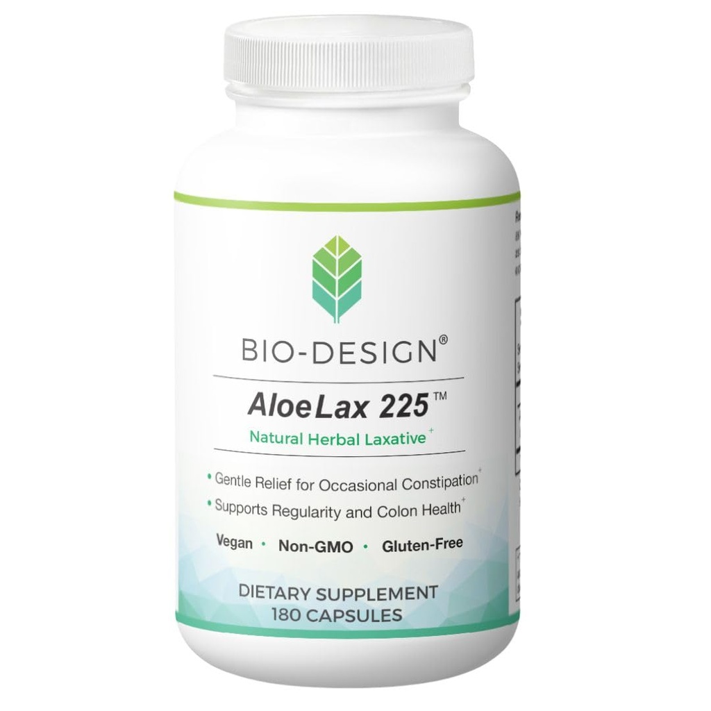 Aloe Lax 225 Natural Herbal Laxative - 偶发便秘、气体和布洛丁的优待 225 mg Natural Aloe Ferox - 支持Bowel Regularity & Colon Health - 180 Capsules