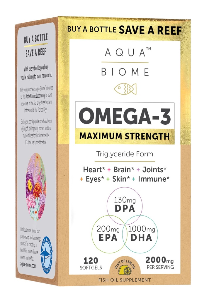 Enzymedica Aqua Biome 鱼油,最大强度,120个计数