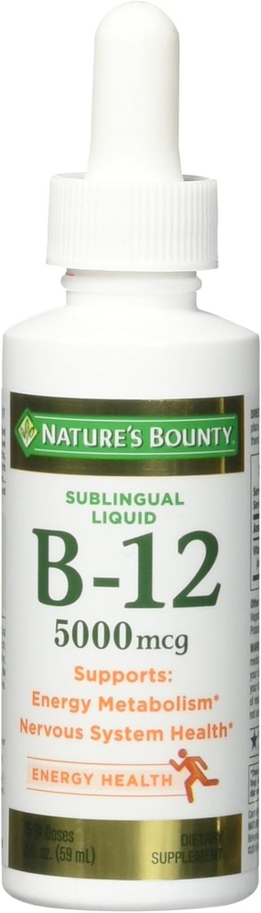自然之恩 B-12-5000 mcg 亚语言液体能源健康 2 oz (Pack of 5)
