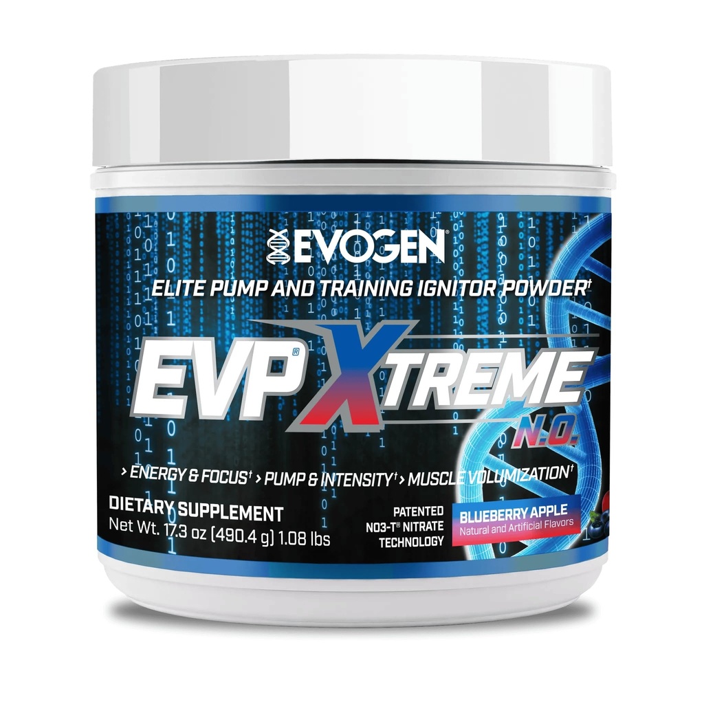 Evogen EVP Xtreme NO - 男女预研粉 QQ 无糖预研 与Beta Alanine, Creatine, 和咖啡因能源与泵 QQ蓝莓苹果 QQ 40 服务