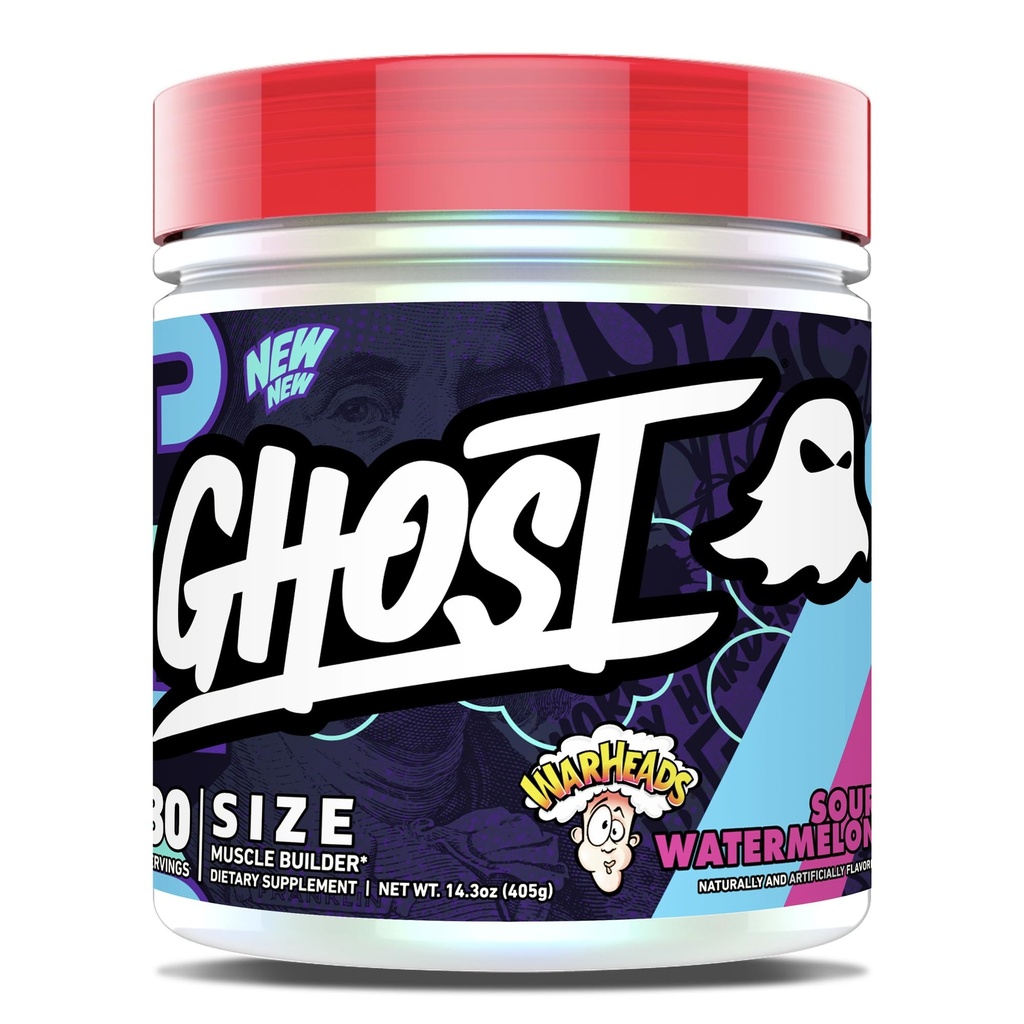 GHOST 大小 V3 肌肉构建器 饮食补充 - 弹头酸西瓜, 30 services - 支持肌肉生长和男与女力量建设 - Creatine & Betaine - 无糖和葡萄糖