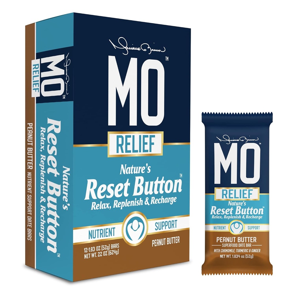 "MORELIEF" BARS – 全自然超级食品小吃酒吧 – 回收小吃酒吧 – 与日期,香蜜酒,Turmeric, & Ginger一起工作营养支持后 – (12个酒吧在一个盒子里)(Peanut Butter)