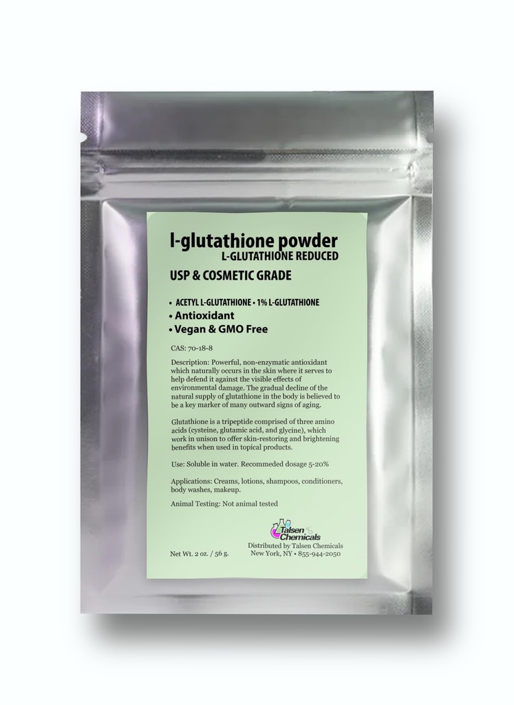 Reduced L-Glutathione Powder DIY Cosmetic Grade Pure Glutathione Organic Powder for Skin, (2 Ounce / 56 gram)