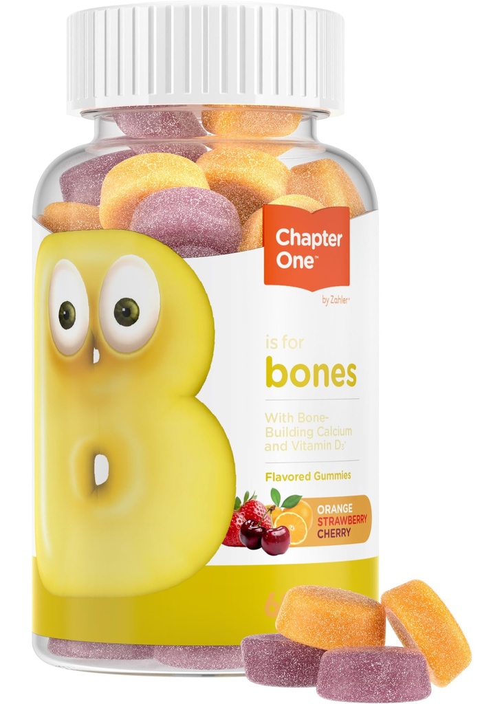 Zahler Yummy Kids Calcium Gummys - Kids Calcium Vitamin D Gummys - Non-GMO Gluten Free 250mg Calcium 配 Vitamin D3 - 支持托德勒斯和孩子们的强骨和牙齿(60个计数)