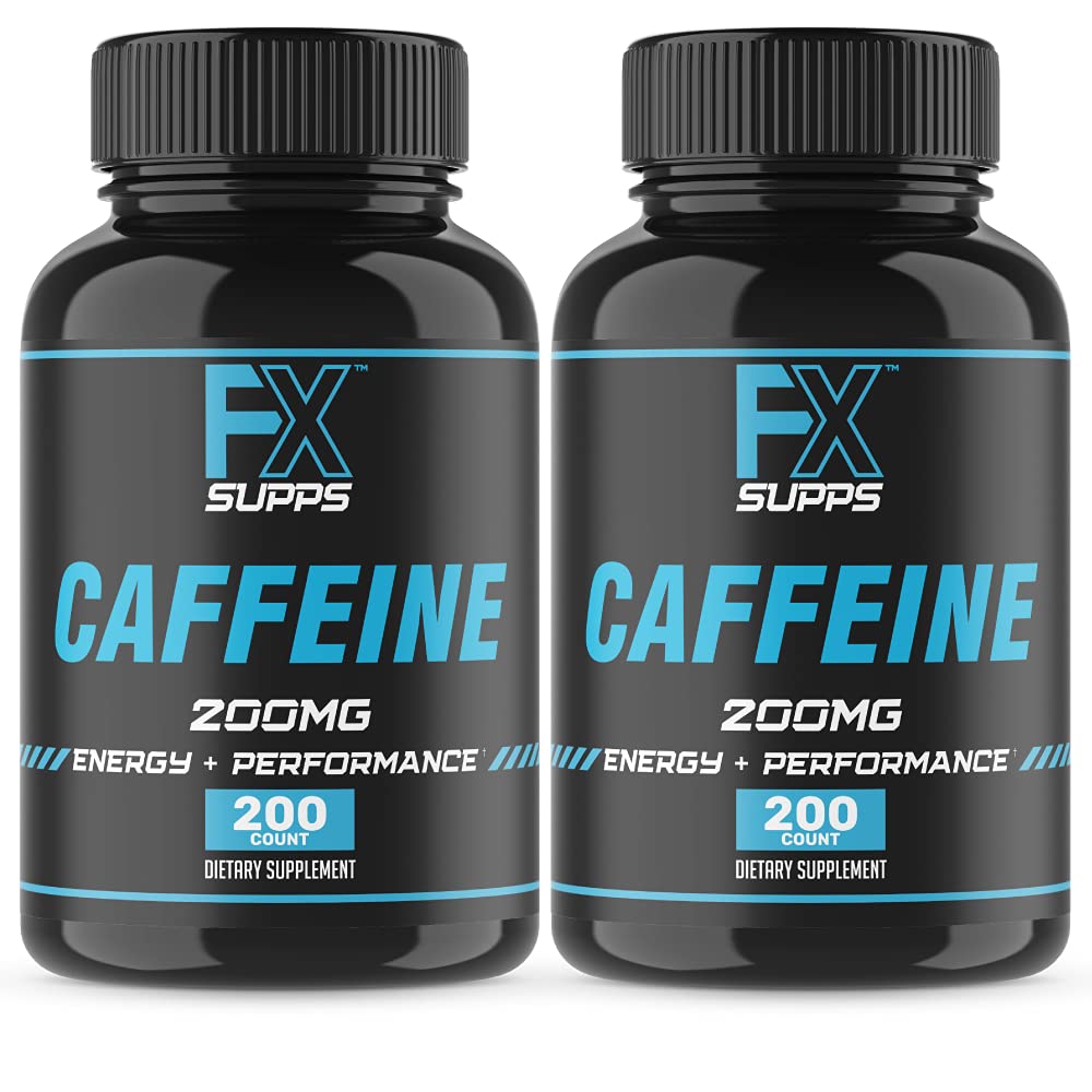 FXSUPPS Caffeine 200 mg Pills (2-Pack, 400 Capsules) – Fast-Acting Energy Support Supplement for Men and Women | Supports Alertness, Focus & Metabolic Function