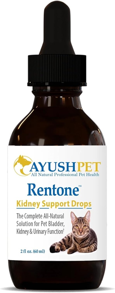 Ayush Pet Rentone - 肾支持狗和猫,液滴支持尿液和肾健康,尿液支持小或大宠物,自然护理 - 2 fl oz