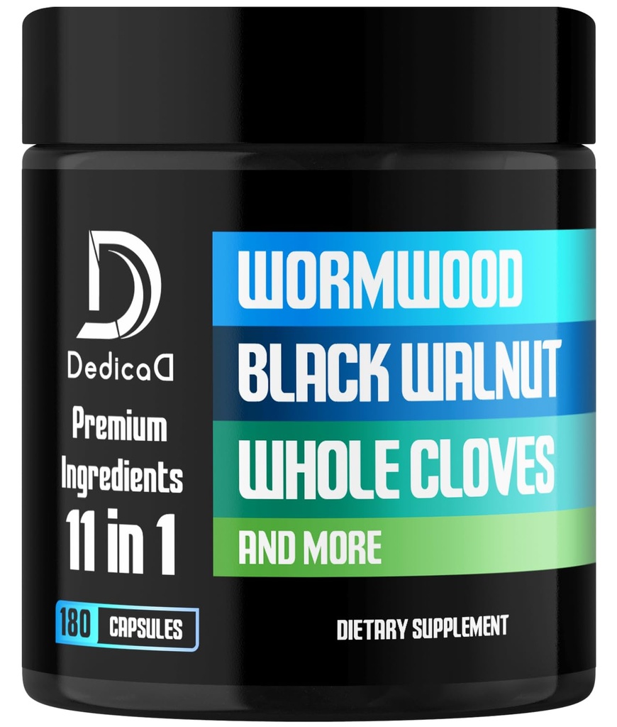 11in1 Wormwood Capsules - 180 Capsules 提取自黑胡桃,克洛夫斯,姜,图尔克,苹果,柏伯林HCl & More - 支持免疫系统3个月