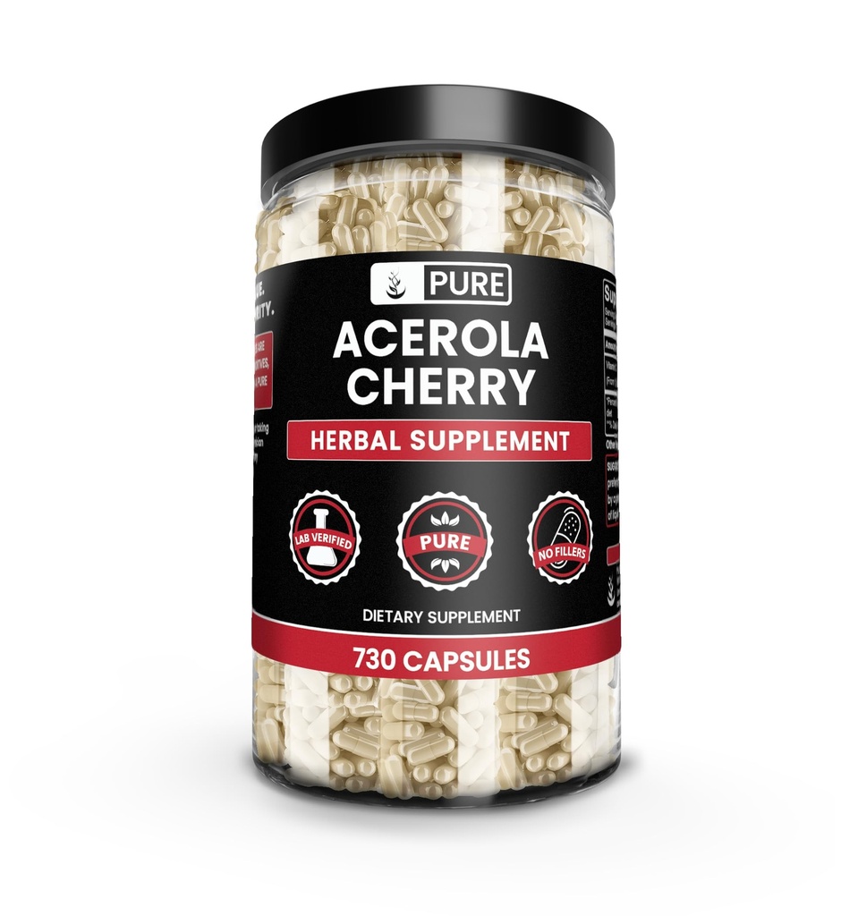 纯原始成份 Acerola Cherry (730 Capsules) 无镁或水稻填充器, 永远纯净, 实验室验证