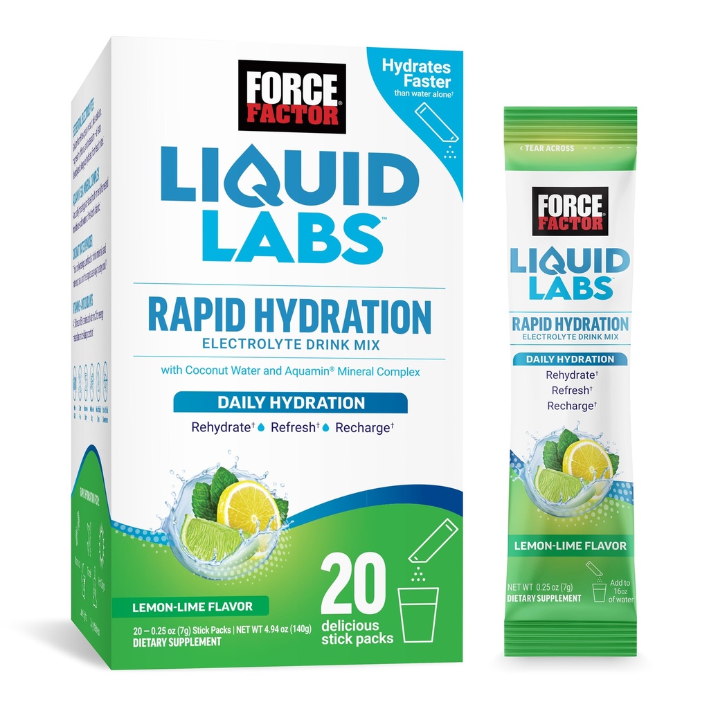 FORCE FACTOR 液态实验室 电解剂 火药包 莱蒙 莱蒙 火药包 电解水 配有5个基本电解剂,维生素,矿物,以及抗氧化剂 20个棒式包装